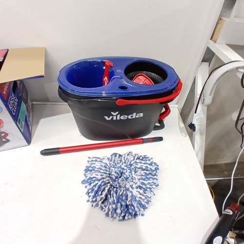 VILEDA EASYWRING RINSE CLEAN 2 TANK SPIN BUCKET SYSTEM - BLUE/RED/GREY image 2