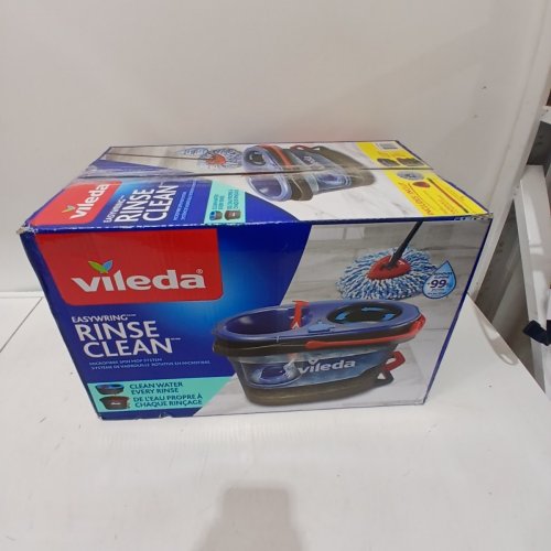 VILEDA EASYWRING RINSE CLEAN 2 TANK SPIN BUCKET SYSTEM - BLUE/RED/GREY image 4