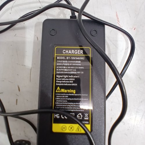 BATTERY CHARGER REPLACEMENT FOR SELECT MODEL SCOOTERS - 54V - BLACK - (MODEL: BY-109/546/002) image 2