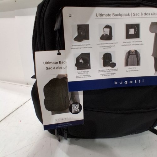 BUGATTI ULTIMATE TRAVEL BACKPACK WITH RFID BLOCKING POCKETS - 19" - BLACK (MODEL: 1805676) image 4