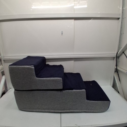 VEEHOO EXTRA WIDE FOAM 4-STEP DOG STAIRS FOR LARGE DOGS - 43" X 23" - BLUE/GREY image 2