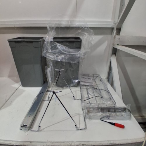 VEVOR PULLOUT TRASH/GARBAGE CANS WITH METAL EXTENSION SLIDING SYSTEM - 50L/25L EACH - GREY (MODEL: CH-LS27L02) image 2