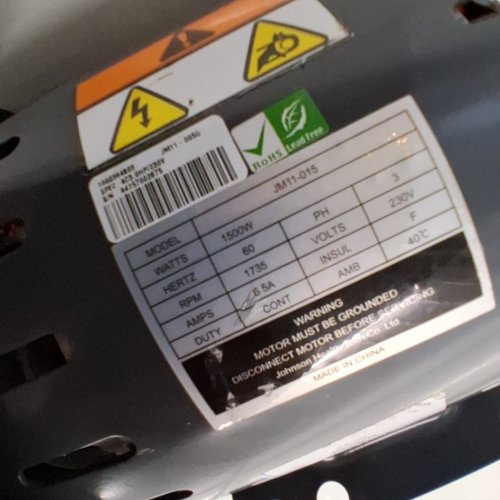 JOHNSON DRIVE MOTOR FOR TREADMILL T80 - 1500W - 230 V - BLACK (MODEL: JM11-015) image 2