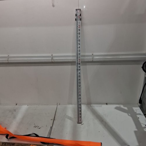 ALUMINUM 3-SECTION SURVEY MEASURING ROD WITH BUBBLE LEVEL AND CARRY BAG - 9FT/10THS - SILVER/ORANGE (MODEL: 9FT3J10) image 2
