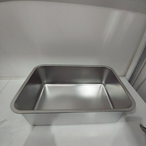 ZUHUCPTS EASY-CLEAN SMOOTH SIDE ROUNDED CORNER HIGH EDGE CAT LITTER BOX - 20" X 14" X 6" - STAINLESS STEEL image 6