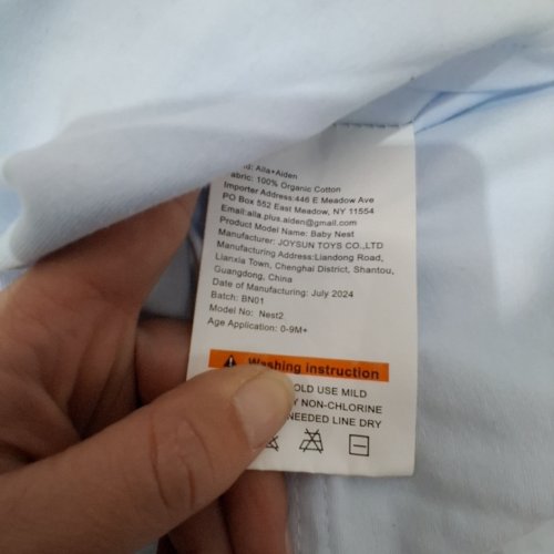 AILA+AIDEN ORGANIC COTTON BABY NEST - 0-9M+ - LIGHT BLUE (MODEL: NEST2) image 2