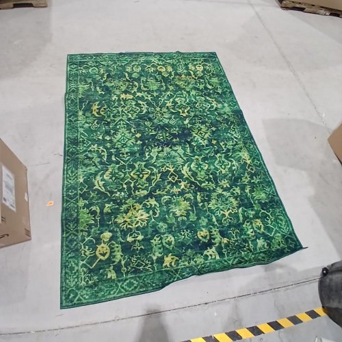 GREEN PATTERNED AREA RUG - 5FT X 7FT - GREEN image 2