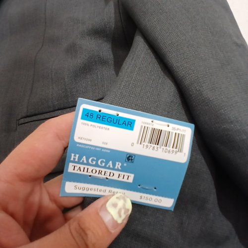 MEN'S HAGGAR TAILORED REGULAR FIT PERFORMANCE SUIT JACKET - 48 REGULAR - GRAY (STYLE: HZ70298) image 3