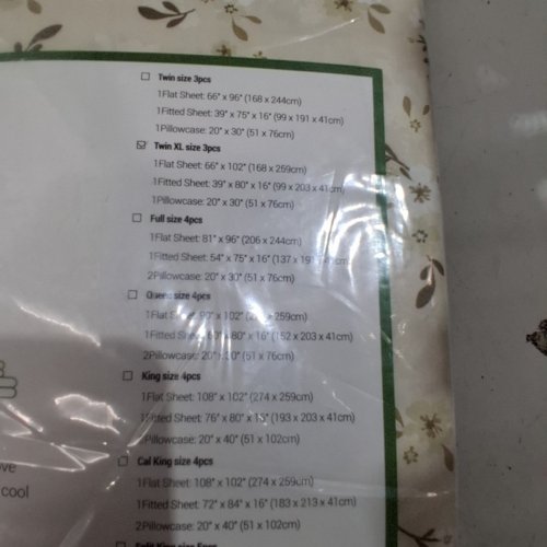 3PC GO! GREEN FLORAL BED SHEET SET - TWIN XL - BEIGE/WITH FLOWERS image 3
