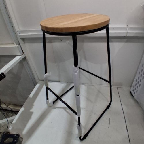 MAINSTAYS TABLE BAR STOOL - 28" - NATURAL/BLACK image 2