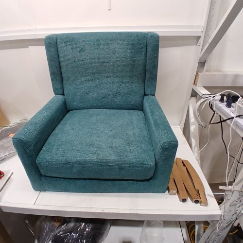 COLAMY UPHOLSTERED FABRIC ACCENT MODERN WINGBACK LIVING ROOM ARMCHAIR - 36.22FT' X 28.74FT' - TEAL / LIGHT BLUE - (MODEL:2237) image 3