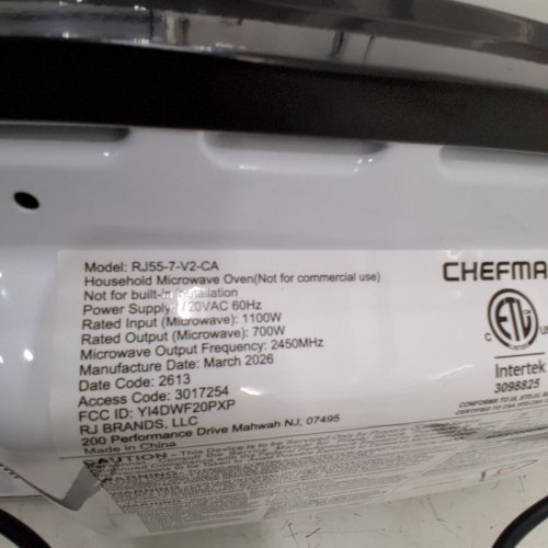 CHEFMAN COUNTERTOP MICROWAVE OVEN - 0.7 CU.FT./20L - BLACK (MODEL: RJ55-7-V2-CA) image 6
