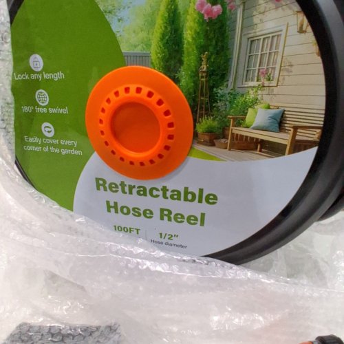 RETRACTABLE HOSE REEL - 100FT - 1/2" HOSE DIAMETER - BLACK / ORANGE image 5