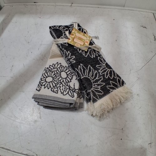 6PK MADE IN PORTUGAL KITCHEN TOWELS - 20" X 28" - BLACK/ WHITE (MODEL: 3400770) image 3