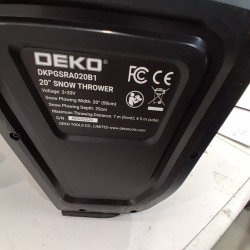DEKOPRO ELECTRIC SNOW SHOVEL SNOW BLOWER - 20" CLEARING WIDTH - *TOOL ONLY* BLACK/GREEN (MODEL: DKPGSRA020B1) image 4