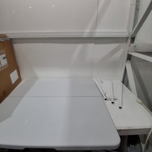 REDCAMP FOLDING CARD TABLE WITH RESIN TOP AND COLLAPSIBLE LEGS 34" - GREY - (MODEL; MY31193CA) image 2