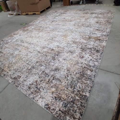 MODERN ABSTRACT NON-SLIP AREA RUG -11.6FT X 8.9FT - IVORY, BROWN, AND GRAY image 2