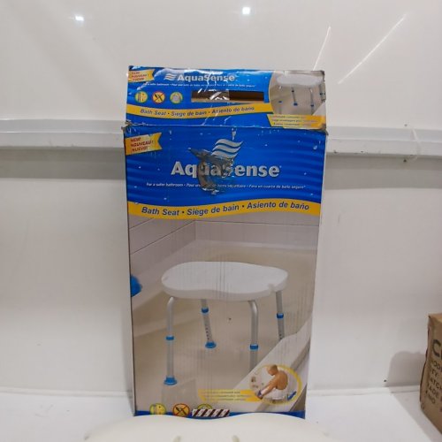 AQUASENSE ADJUSTABLE BATH AND SHOWER CHAIR WITH NON-SLIP COMFORT SEAT - 20" X 12" - WHITE (MODEL: 770-535) image 3