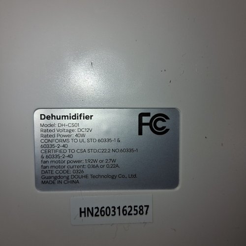 PORTABLE COMPACT DEHUMIDIFIER WITH LED LIGHT, 35OZ- WHITE- DH-CS01 image 4