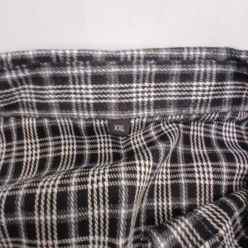 MENS PLAID BUTTON UP LONG SLEEVE - XXL - BLACK / WHITE image 2