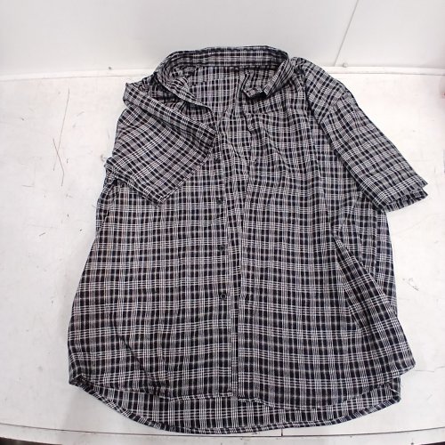 MENS PLAID BUTTON UP LONG SLEEVE - XXL - BLACK / WHITE image 3
