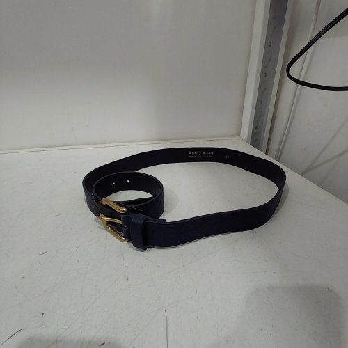 MENS MONTE & COE GENUINE LEATHER BELT - 44 - NAVY BLUE/GOLD image 2