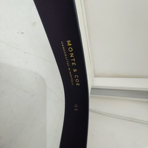 MENS MONTE & COE GENUINE LEATHER BELT - 44 - NAVY BLUE/GOLD image 3