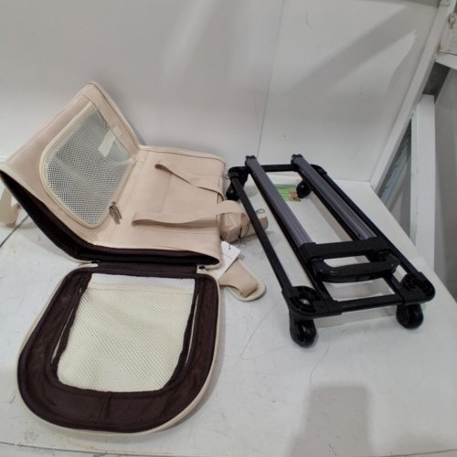 LASAVIIN DOG CARRIER PURSE, FASHION VEGAN LEATHER PET CARRIER WITH POCKETS - MAX 15 CAPACITY - WHITE / BEIGE image 2