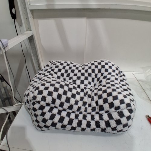 PLUSH CHECKERBOARD PET BED - 16" X 16" - BLACK/WHITE image 2