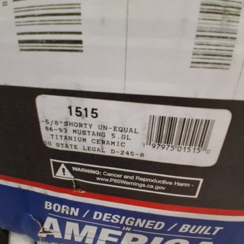 2PC BBK SHORTY UNEQUAL-LENGTH HEADERS - 5/8" - 5L FOR 1986-1993 FORD MUSTANG - TITANIUM CERAMIC (MODEL: 1515) image 2
