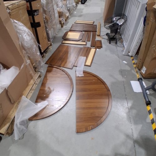 LIKIMIO MODERN ROUND EXTENDABLE DINING TABLE - 43" - 59" - BROWN (MODEL: HK-ZZ-01) image 2