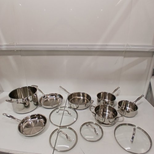 11PC CUISINART CHEF'S CLASSIC POTS AND PANS SET - STAINLESS STEEL (MODEL:77-11G) image 2
