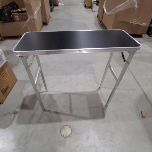 VEVOR FOLDING TABLE FOR BAR/TRADE SHOWS/HOME WITH CARRY BAG VELCRO FABRIC SHIELD AND SHELF - 38" X 34" X 15" - 110LB CAP - BLACK/SILVER - (MODEL: DX9930) image 5