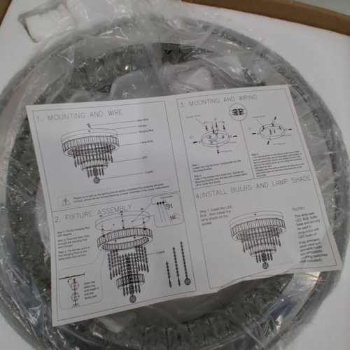 FINKTONGLAN DIMMABLE FLUSH MOUNT 2-RING MODERN CRYSTAL CHANDELIER WITH REMOTE CONTROL - 15.7" - MIRROR/CLEAR CRYSTAL image 4