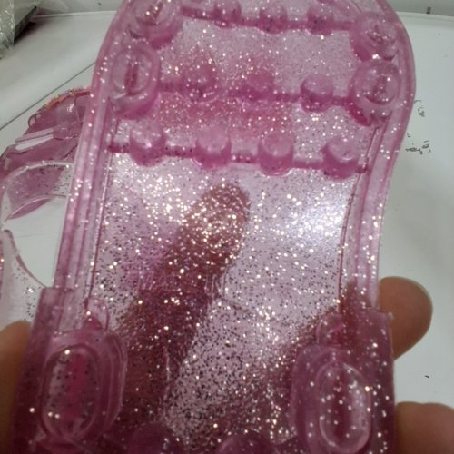 GIRLS JELLY SANDALS - 13 - PINK GLITTER/BUTTERFLY image 2