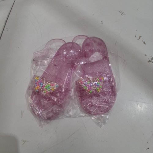 GIRLS JELLY SANDALS - 13 - PINK GLITTER/BUTTERFLY image 3