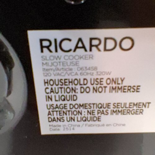 RICARDO PROGRAMMABLE DIGITAL SLOW COOKER - 6L, 120V, 320W - BLACK - (MODEL: 063458) image 3