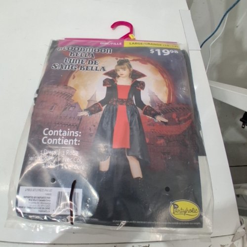 2PC GIRL'S PARTYHOLICS BLOODMOON BELLA COSTUME - LARGE (10-12) - BLACK / RED (STYLE: 14882 L) image 2