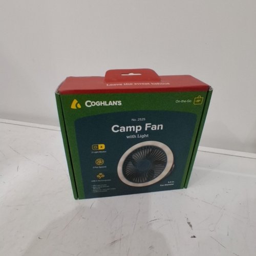COGHLAN'S PORTABLE USB RECHARGEABLE CAMPING FAN WITH LED LIGHT - 7" - GREEN (MODEL:2525) image 2