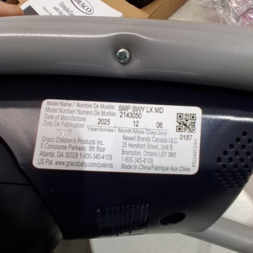 GRACO SIMPLE SWAY LX SWING MULTI-DIRECTIONAL SEAT - HUTTON STYLE (MODEL: 2143050) image 6