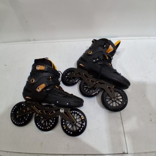 MEN'S EPIC SKATES THREE WHEELED INLINE SPEED SKATES - SIZE 13 - BLACK/GOLD (MODEL: ENGAGE II) image 2