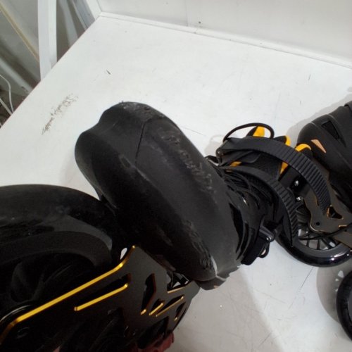 MEN'S EPIC SKATES THREE WHEELED INLINE SPEED SKATES - SIZE 13 - BLACK/GOLD (MODEL: ENGAGE II) image 4