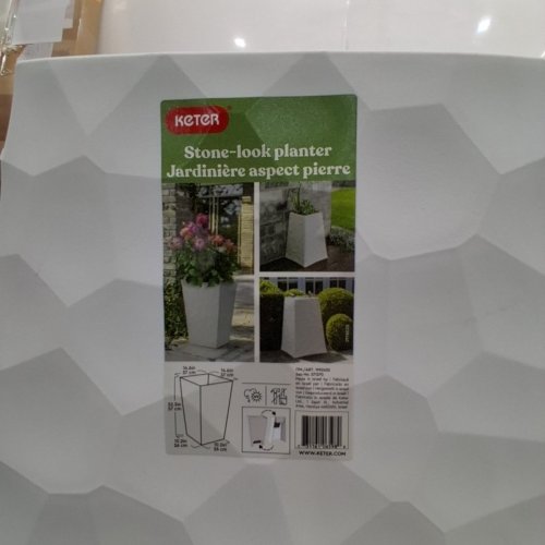 KETER STONE-LOOK REVERSIBLE TAPERED PLANTER - 22.5" - WHITE (MODEL: 1992432) image 4