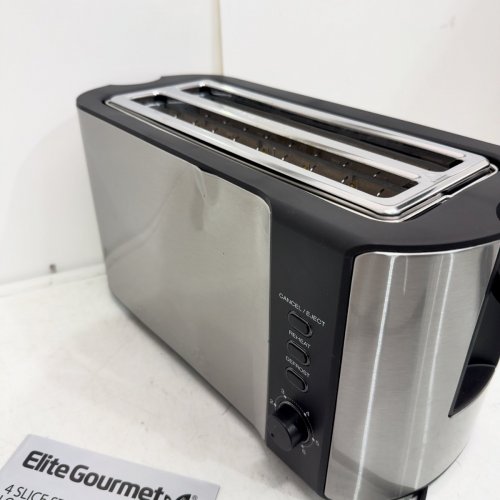 ELITE GOURMET MAXI-MATIC 4 SLICE LONG TOASTER WITH EXTRA WIDE SLOT FOR BREAD -SILVER/BLACK (MODEL: ECT-3100) image 4