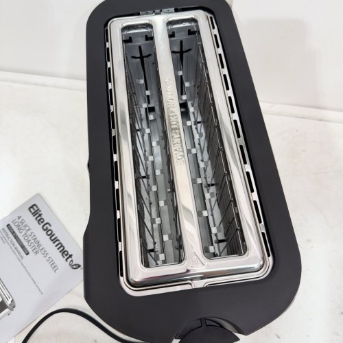 ELITE GOURMET MAXI-MATIC 4 SLICE LONG TOASTER WITH EXTRA WIDE SLOT FOR BREAD -SILVER/BLACK (MODEL: ECT-3100) image 5