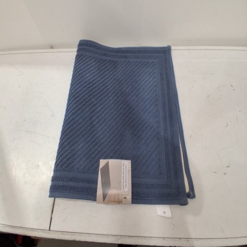 RIVIERA HOME COTTON WOVEN NON-SLIP BATH MAT - 24" X 34" BLUE (MODEL: 1973133) image 2