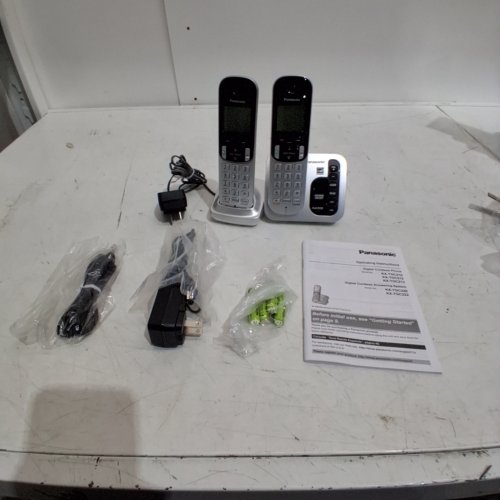 PANASONIC 2 HANDSET CORDLESS PHONES - SILVER (MODEL: KX-TGC222) image 2