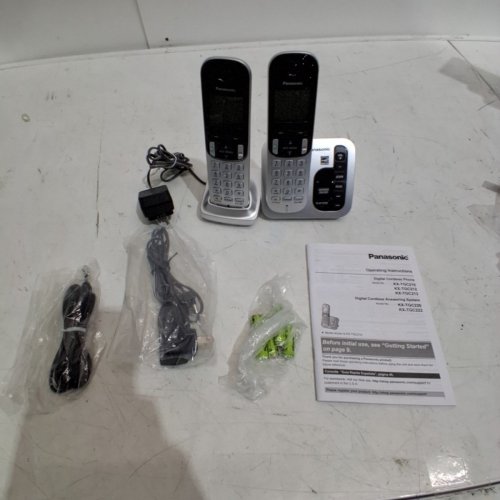 PANASONIC 2 HANDSET CORDLESS PHONES - SILVER (MODEL: KX-TGC222) image 3