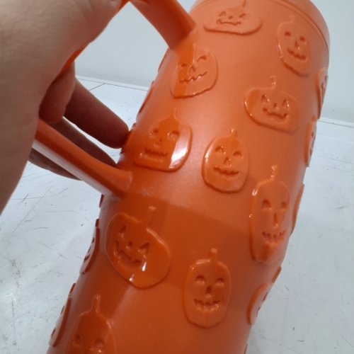 CELEBRATE IT! HALLOWEEN TUMBLER WITH STRAW - 31.6OZ - ORANGE/PUMPKIN image 3