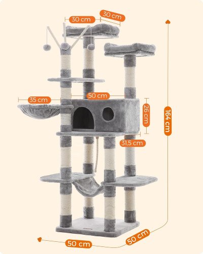 FEANDREA CAT TREE PLAY TOWER -62" - GREY - (MODEL: PCT087W01V1) image 2